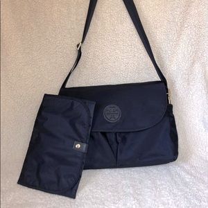 Tory Burch Navy Nylon Messenger Diaper Bag